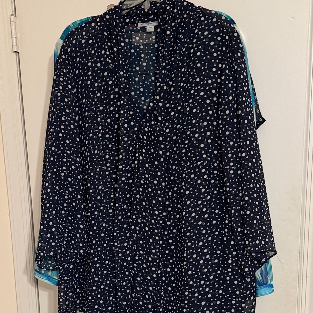 Danny & Nicole Navy and White Polka Dot Top